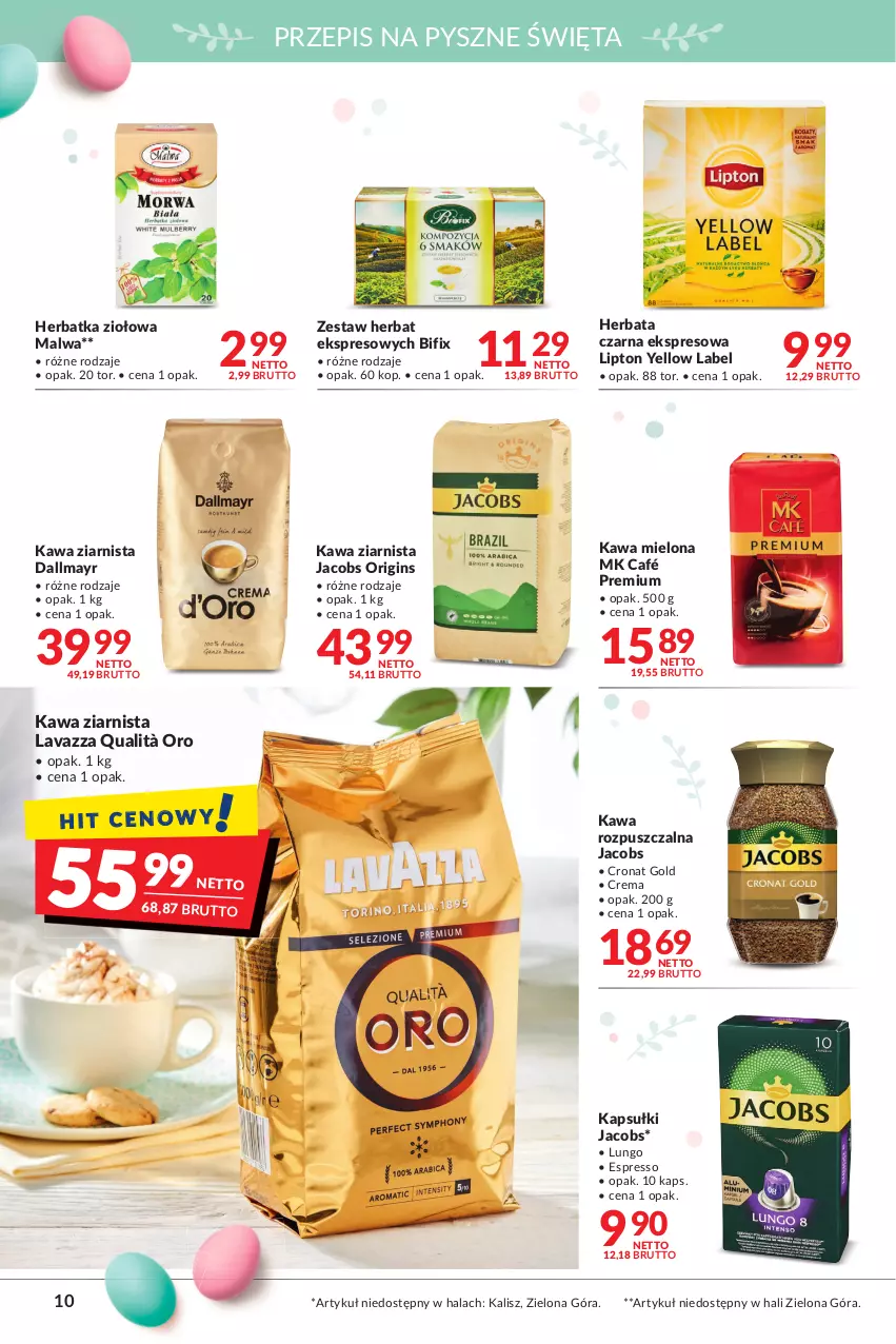 Gazetka promocyjna Makro - [Oferta promocyjna] Artykuły spożywcze i przemysłowe - ważna 05.04 do 18.04.2022 - strona 10 - produkty: Dallmayr, Gin, Herbata, Herbata czarna, Jacobs, Kawa, Kawa mielona, Kawa rozpuszczalna, Kawa ziarnista, Lavazza, Lipton