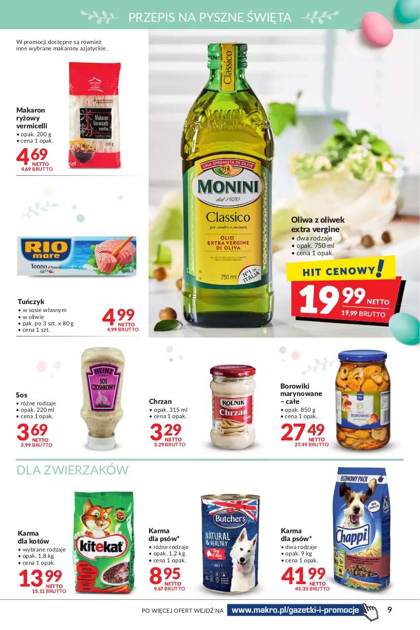 Gazetka promocyjna Makro - [Oferta promocyjna] Artykuły spożywcze i przemysłowe - ważna 05.04 do 18.04.2022 - strona 9 - produkty: Borowiki, Borowiki marynowane, Chrzan, Gin, Makaron, Makaron ryżowy, Oliwa z oliwek, Ryż, Sos, Tuńczyk