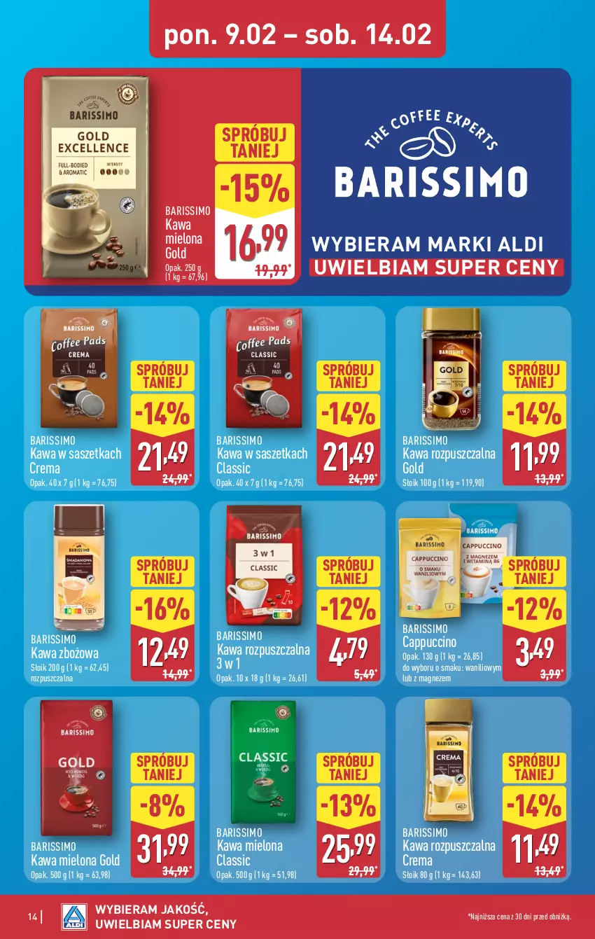 Gazetka promocyjna Aldi - Pełna oferta - ważna 09.02 do 14.02.2026 - strona 14 - produkty: Cappuccino, Kawa, Kawa mielona, Kawa rozpuszczalna, Kawa zbożowa, Magnez