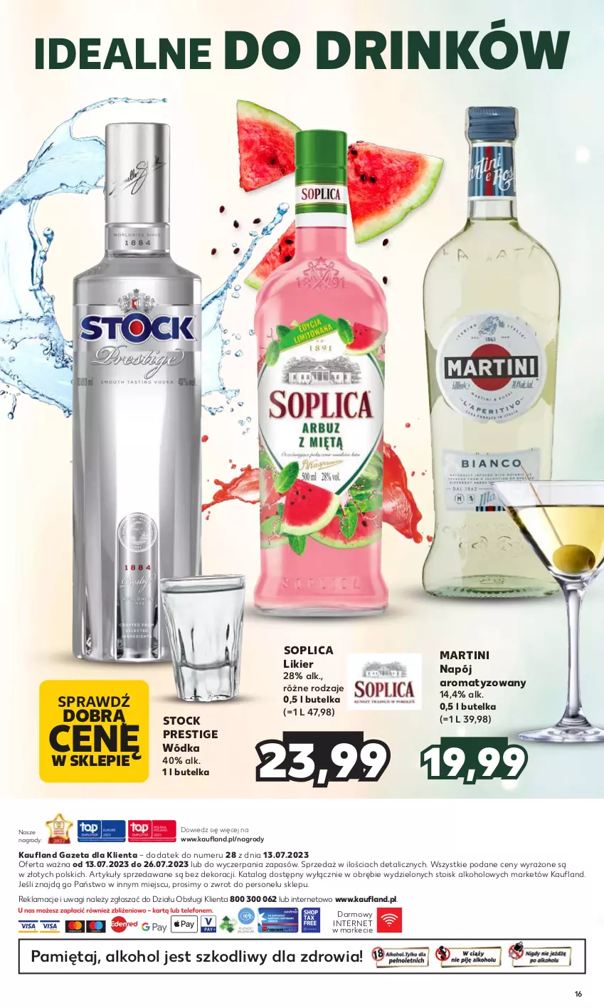 Gazetka promocyjna Kaufland - Barek Kauflandu - ważna 13.07 do 26.07.2023 - strona 16 - produkty: Likier, Martini, Mięta, Napój, Soplica, Stock, Wagi, Wódka