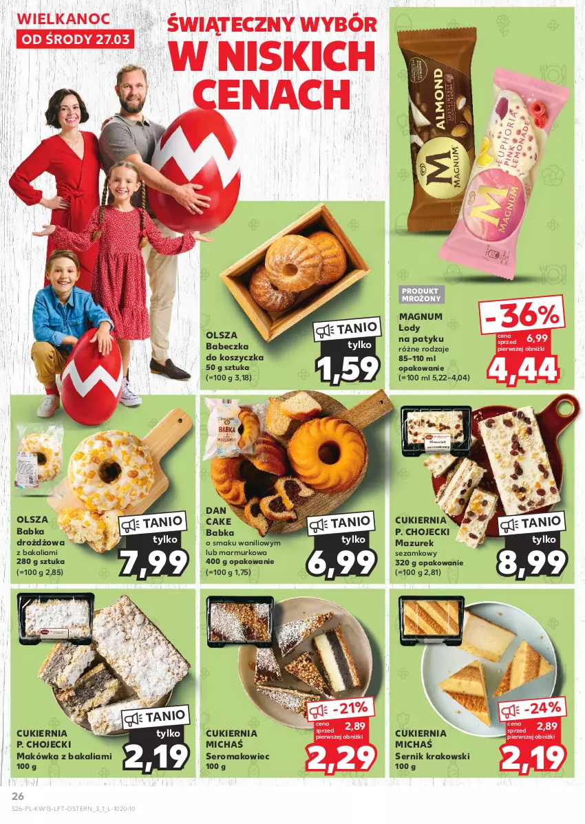 Gazetka promocyjna Kaufland - Gazetka tygodnia - ważna 27.03 do 03.04.2024 - strona 26 - produkty: Babka, Cukier, Dan Cake, Kosz, Lody, Makowiec, Ser, Sezam