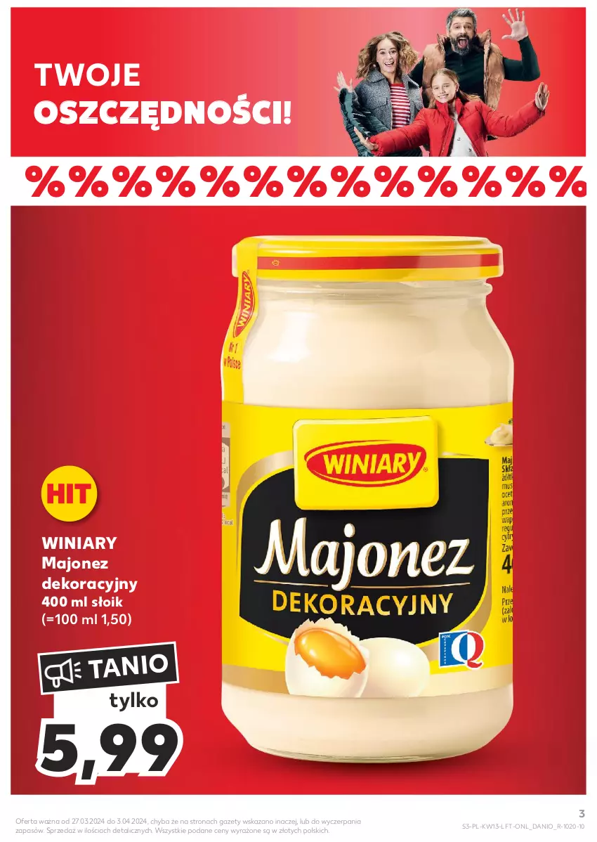 Gazetka promocyjna Kaufland - Gazetka tygodnia - ważna 27.03 do 03.04.2024 - strona 3 - produkty: Danio, Majonez, Winiary