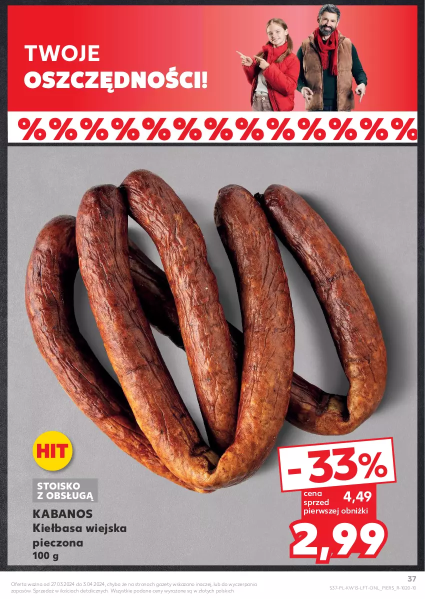 Gazetka promocyjna Kaufland - Gazetka tygodnia - ważna 27.03 do 03.04.2024 - strona 37 - produkty: Kabanos, Kiełbasa, Kiełbasa wiejska, Piec