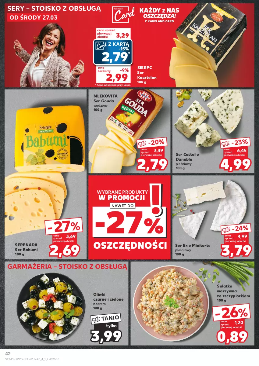 Gazetka promocyjna Kaufland - Gazetka tygodnia - ważna 27.03 do 03.04.2024 - strona 42 - produkty: Brie, Gouda, Kasztelan, Mleko, Mlekovita, Oliwki, Oliwki czarne, Sałat, Sałatka, Sałatka warzywna, Ser, Ser Kasztelan