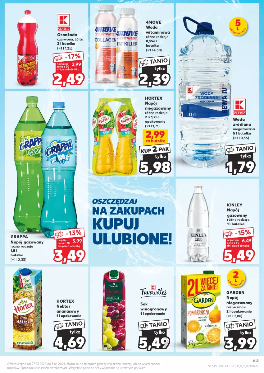 Gazetka promocyjna Kaufland - Gazetka tygodnia - ważna 27.03 do 03.04.2024 - strona 63 - produkty: Ananas, Gra, Grappa, Hortex, LANA, Napój, Napój gazowany, Napój niegazowany, Nektar, Oranżada, Sok, Wino, Woda