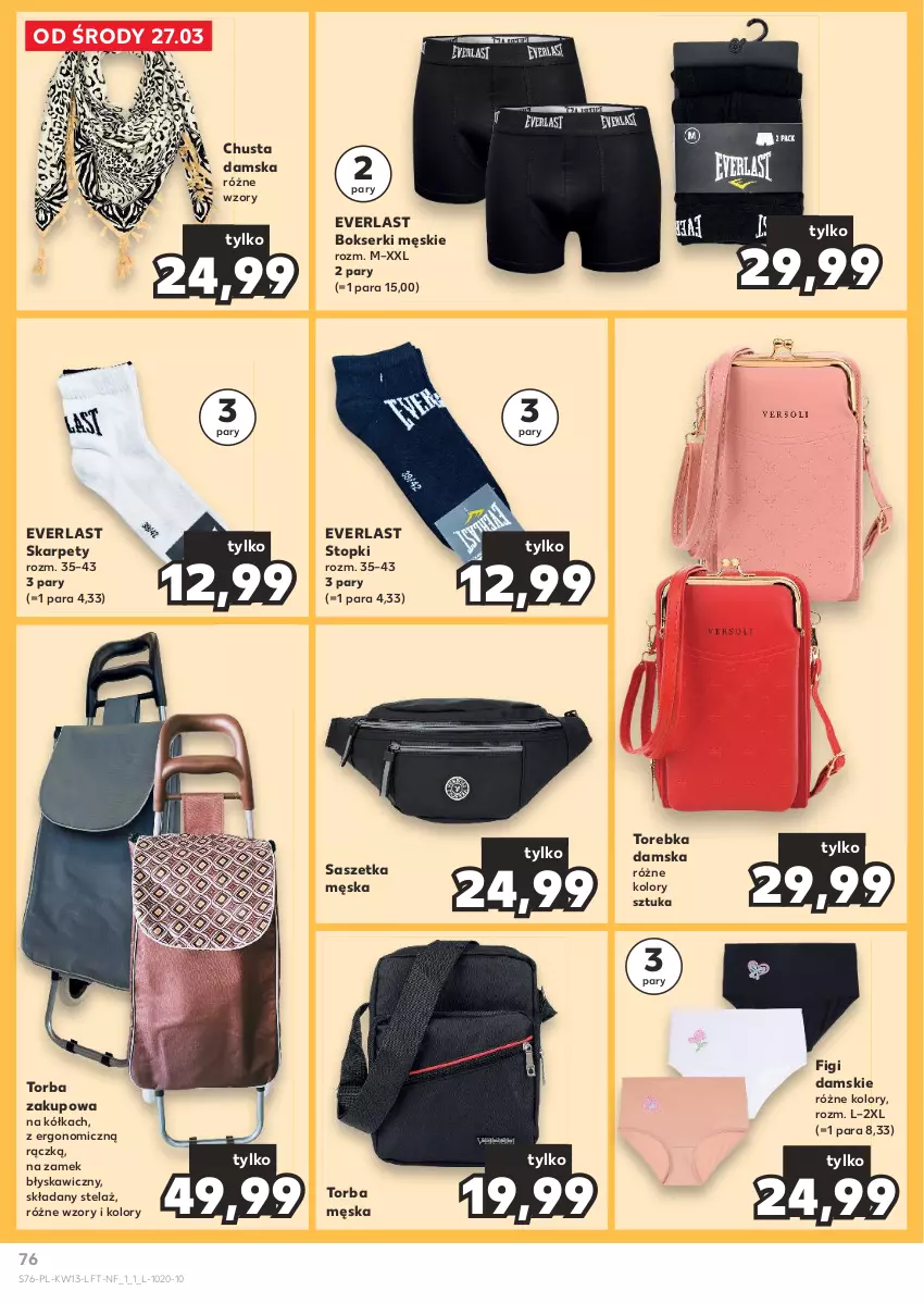 Gazetka promocyjna Kaufland - Gazetka tygodnia - ważna 27.03 do 03.04.2024 - strona 76 - produkty: Bokserki, Chusta, Figi, Karp, Ser, Top, Torba, Torebka