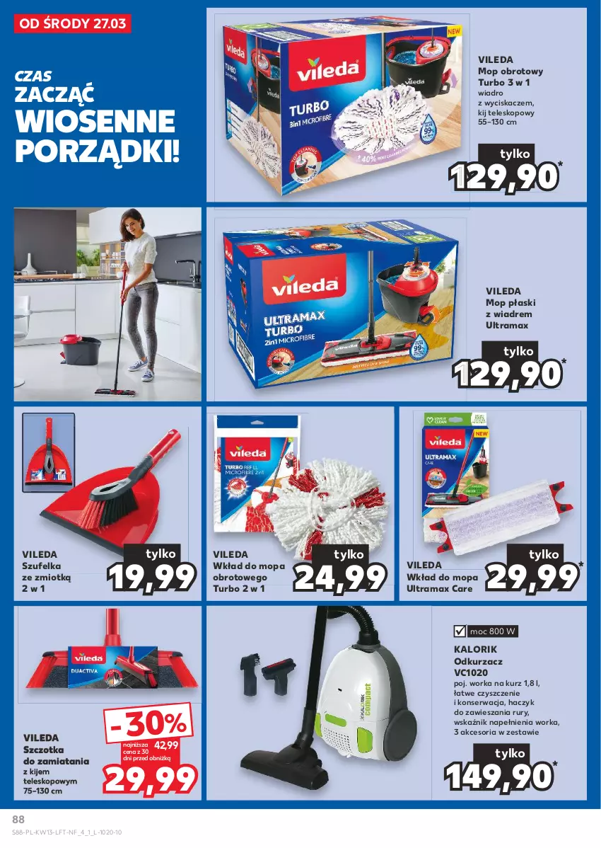 Gazetka promocyjna Kaufland - Gazetka tygodnia - ważna 27.03 do 03.04.2024 - strona 88 - produkty: Haczyk, Kije, Mop, Odkurzacz, Orka, Por, Rama, Ser, Szczotka, Szufelka, Teleskop, Vileda, Wiadro, Wiadro z wyciskaczem, Wkład do mopa