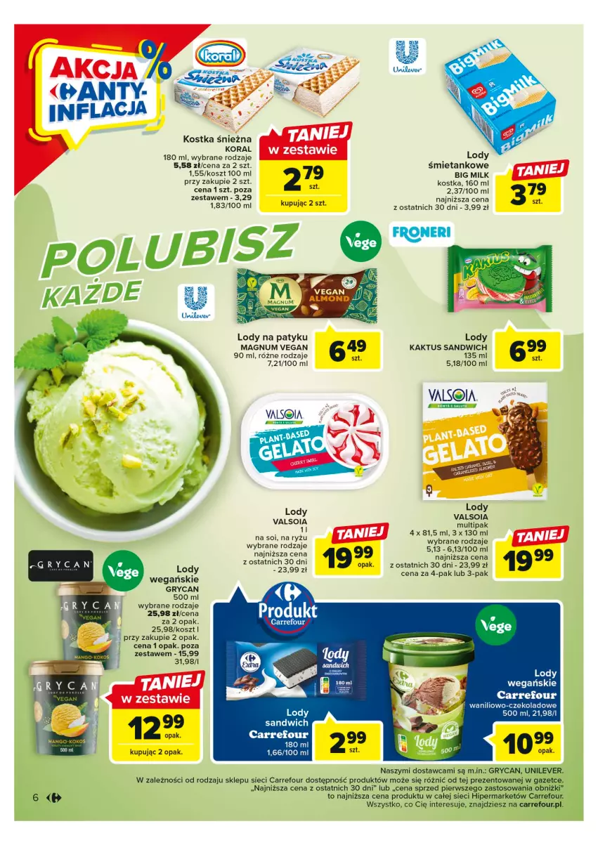 Gazetka promocyjna Carrefour - Gazetka Dla lodowych wyjadaczy - ważna 23.05 do 03.06.2023 - strona 6 - produkty: Big Milk, Gry, Kaktus, Kosz, Lody