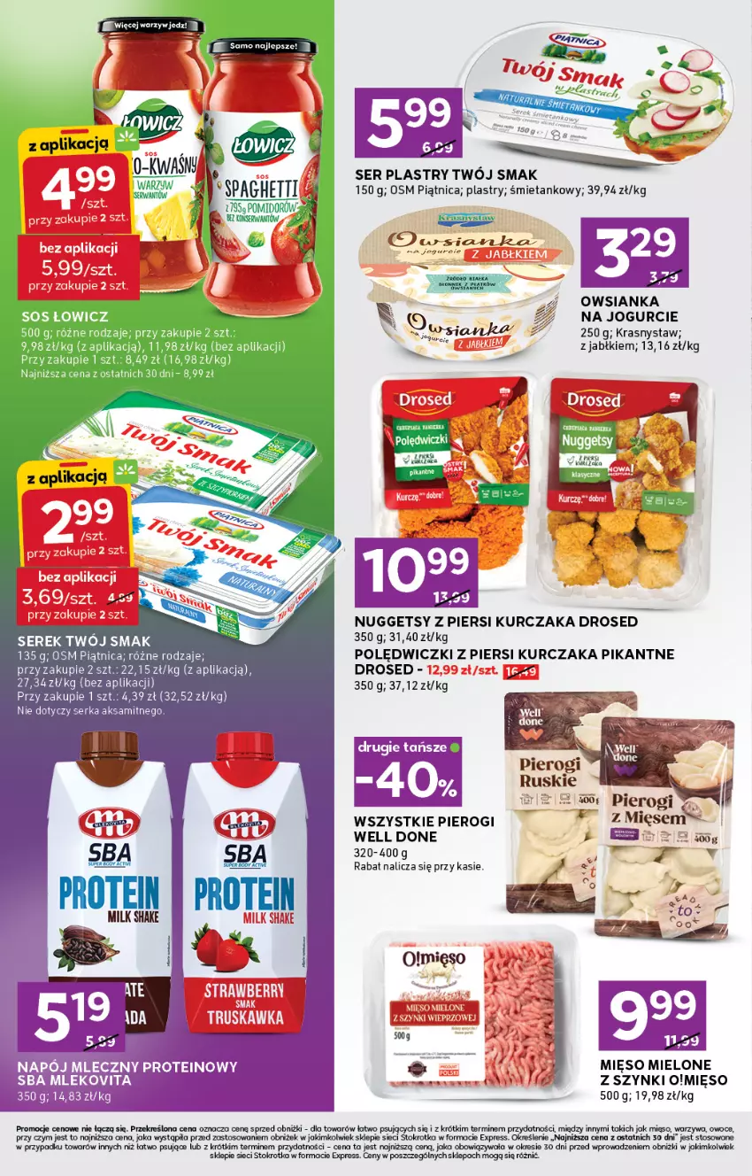 Gazetka promocyjna Stokrotka - Stokrotka Express - ważna 22.01 do 28.01.2026 - strona 4 - produkty: Aksam, Kurczak, Mięso, Mięso mielone, Mięso mielone z szynki, Mleko, Mlekovita, Napój, Napój mleczny, Owoce, Owsianka, Piątnica, Pierogi, Ser, Serek, Sos, Twój Smak, Warzywa
