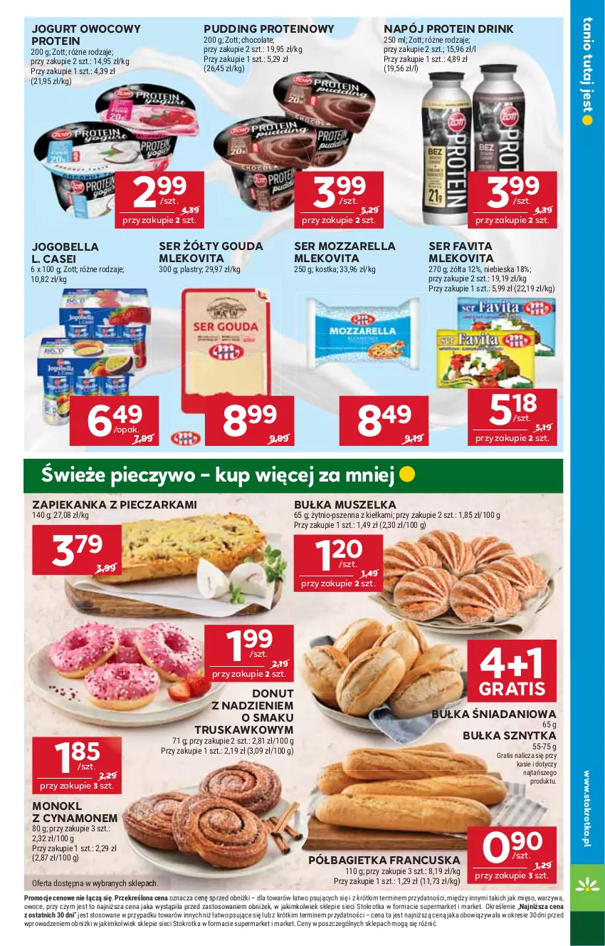 Gazetka promocyjna Stokrotka - Supermarket - ważna 30.10 do 05.11.2025 - strona 17 - produkty: Bagietka, Bell, Bella, Bułka, Danio, Donut, Fa, Favita, Gouda, Gra, Jogobella, Jogurt, Jogurt owocowy, Mięso, Mleko, Mlekovita, Mozzarella, Mus, Napój, Owoce, Piec, Pieczarka, Pieczywo, Półbagietka, Pudding, Ser, Warzywa, Zapiekanka, Zott