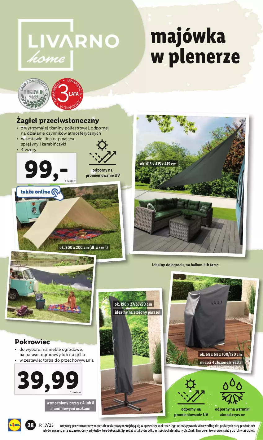 Gazetka promocyjna Lidl - GAZETKA - ważna 24.04 do 30.04.2023 - strona 34 - produkty: Grill, Meble, Parasol, Pokrowiec, Por, Torba