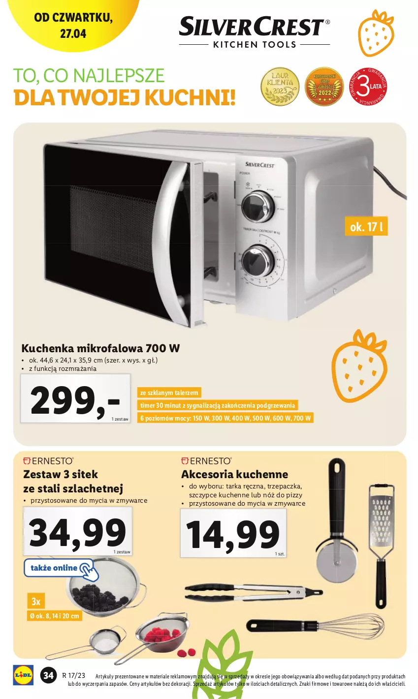 Gazetka promocyjna Lidl - GAZETKA - ważna 24.04 do 30.04.2023 - strona 40 - produkty: Fa, Kuchenka mikrofalowa, Szczypce, Talerz, Tarka, Trzepaczka