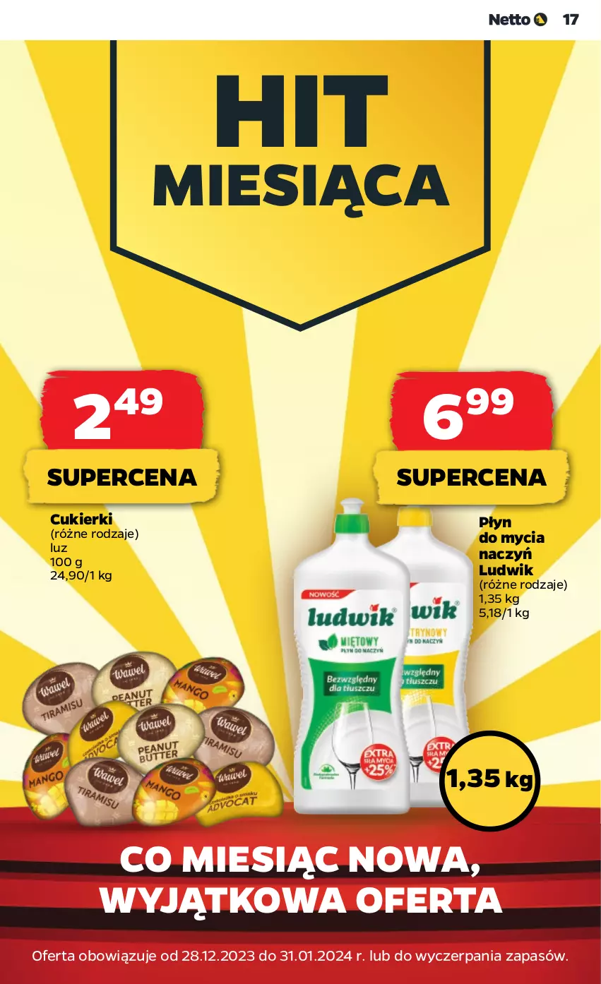 Gazetka promocyjna Netto - Artykuły spożywcze - ważna 25.01 do 31.01.2024 - strona 17 - produkty: Cukier, Cukierki, Do mycia naczyń, Ludwik, Płyn do mycia, Płyn do mycia naczyń