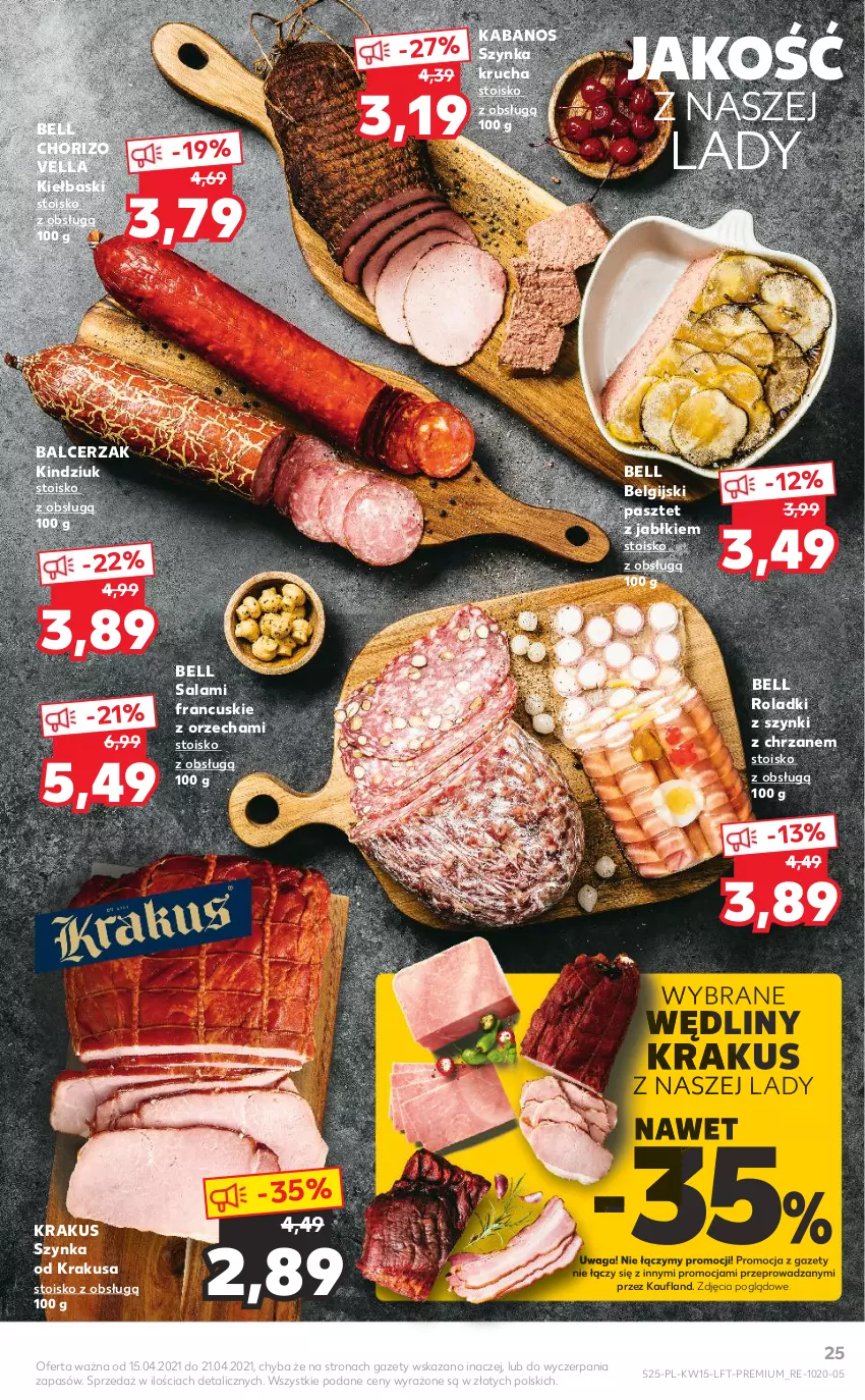 Gazetka promocyjna Kaufland - OFERTA TYGODNIA - ważna 15.04 do 21.04.2021 - strona 25 - produkty: Bell, Chrzan, Kabanos, Kindziuk, Krakus, LG, Pasztet, Salami, Szynka, Waga