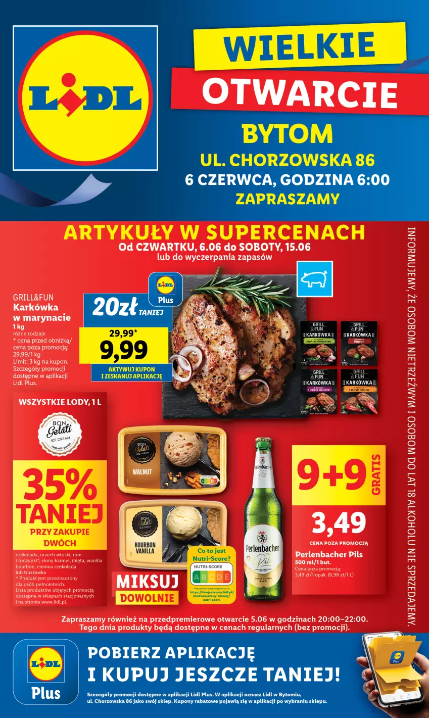 Gazetka promocyjna Lidl - Lidl w Bytomiu - ważna 06.06 do 15.06.2024 - strona 1 - produkty: Bourbon, Czekolada, Grill, LG, Lody, Mięta, NBA, Nioh, Rodzynki, Rum