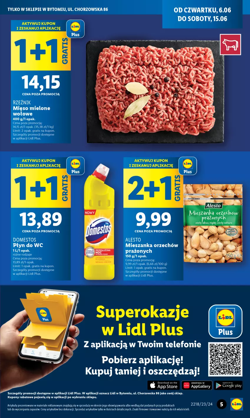 Gazetka promocyjna Lidl - Lidl w Bytomiu - ważna 06.06 do 15.06.2024 - strona 5 - produkty: Domestos, Gra, Mięso, Mięso mielone, Płyn do wc