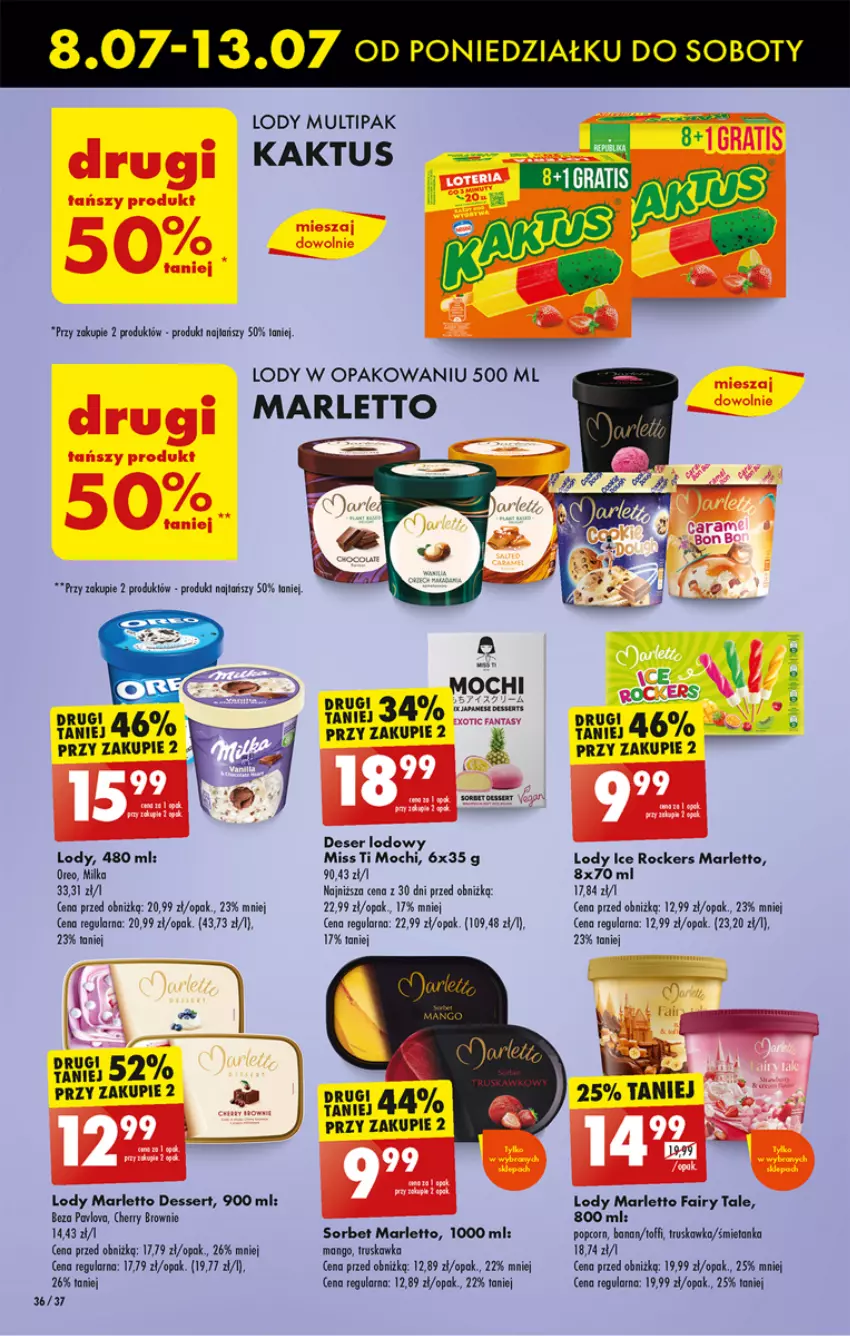 Gazetka promocyjna Biedronka - Od poniedzialku - ważna 08.07 do 13.07.2024 - strona 42 - produkty: Banany, Brownie, Deser, Fa, Fairy, Kaktus, Lody, Mango, Milka, Oreo, Popcorn, Ser