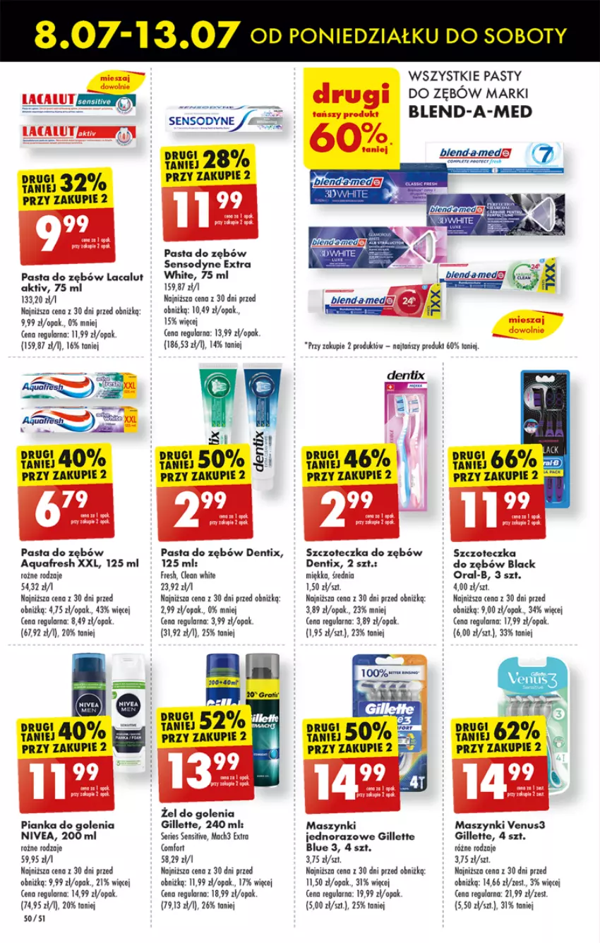 Gazetka promocyjna Biedronka - Od poniedzialku - ważna 08.07 do 13.07.2024 - strona 56 - produkty: Aquafresh, Blend-a-Med, Gillette, Lacalut, Lack, Leon, Mach3, Nivea, Pasta do zębów, Pianka do golenia, Sensodyne, Ser, Szczoteczka, Szczoteczka do zębów, Venus