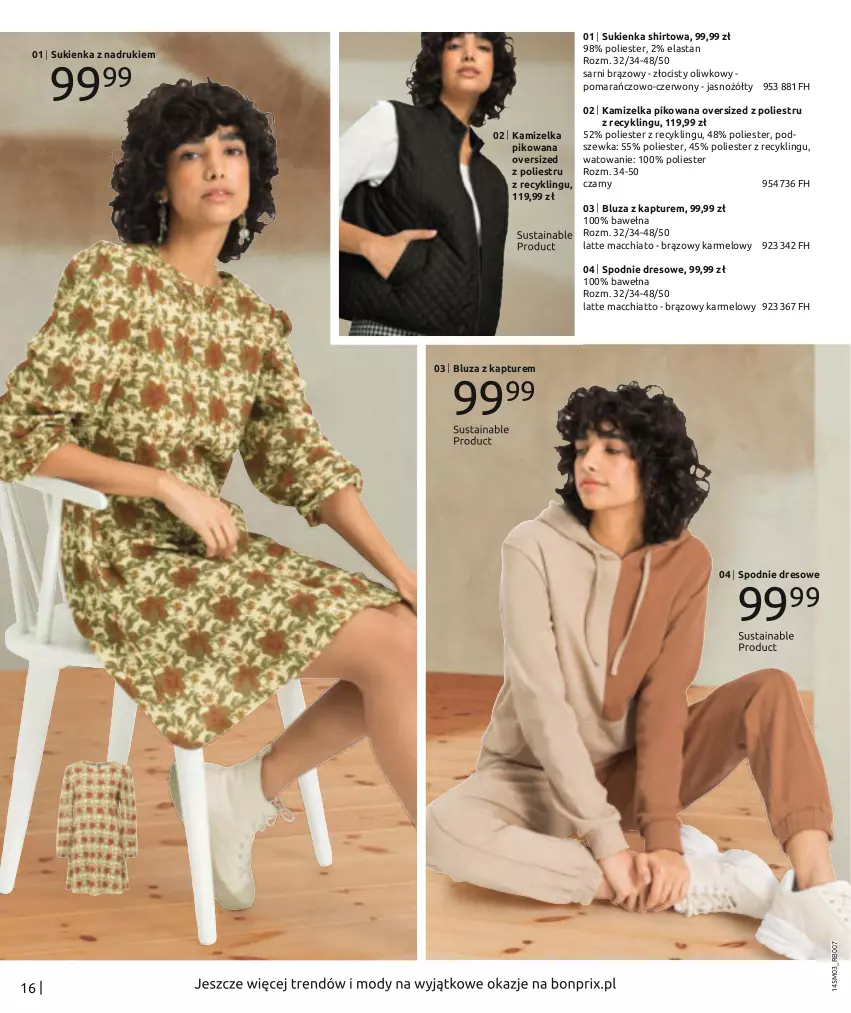 Gazetka promocyjna Bonprix - Wiosna pełna kwiatów - ważna 22.03 do 22.09.2022 - strona 18 - produkty: Bluza, Bluza z kapturem, Chia, Dres, Kamizelka, Noż, Spodnie, Spodnie dresowe, Sukienka, Wełna