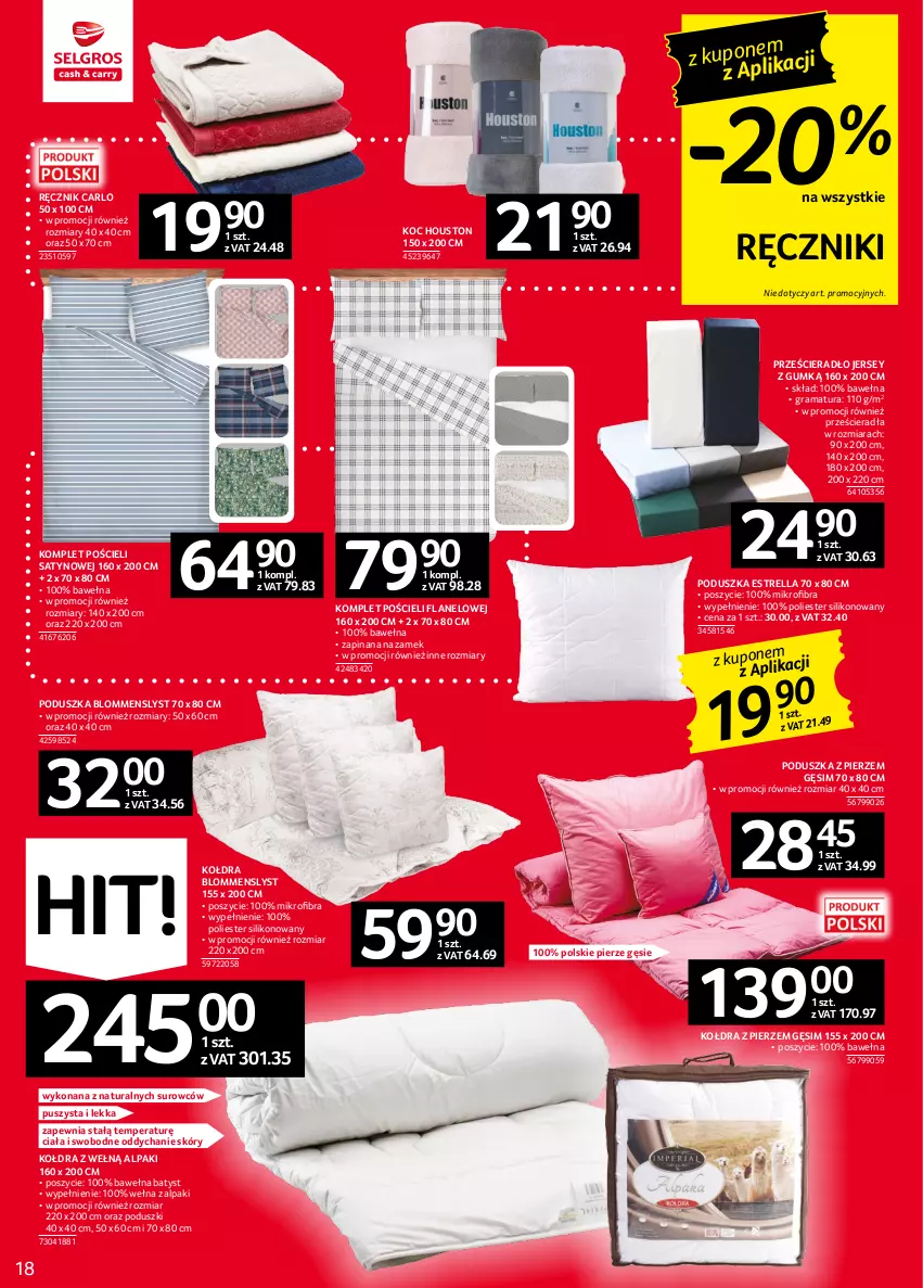 Gazetka promocyjna Selgros - Oferta przemysłowa - ważna 02.02 do 15.02.2023 - strona 18 - produkty: Gra, Koc, Kołdra, Komplet pościeli, Poduszka, Pościel, Prześcieradło, Rama, Ręcznik, Wełna