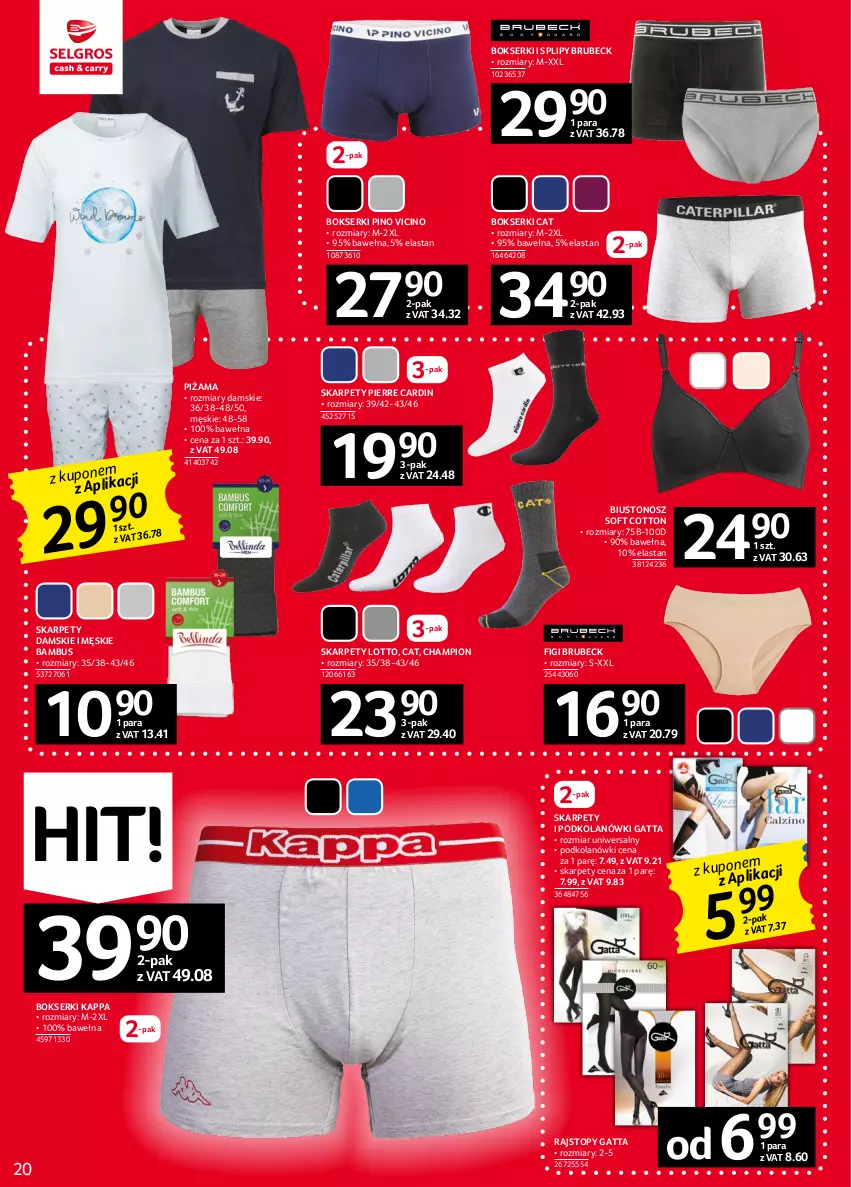 Gazetka promocyjna Selgros - Oferta przemysłowa - ważna 02.02 do 15.02.2023 - strona 20 - produkty: Biustonosz, Bokserki, Figi, Gatta, Karp, Pierre Cardin, Piżama, Rajstopy, Ser, Top, Wełna