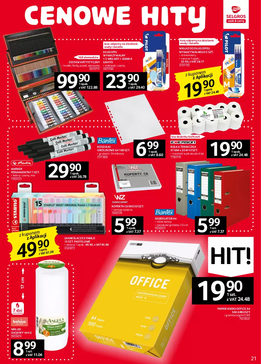 Gazetka promocyjna Selgros - Oferta przemysłowa - ważna 02.02 do 15.02.2023 - strona 21 - produkty: Długopis, Fa, Gra, Kosz, Marker, Mop, Olej, Papier, Por, Ser, Tusz, Wkład olejowy