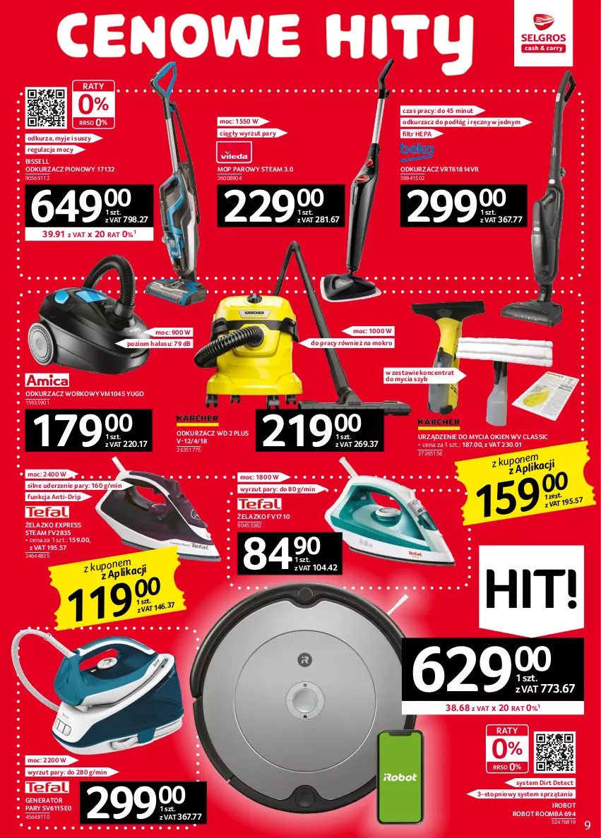 Gazetka promocyjna Selgros - Oferta przemysłowa - ważna 02.02 do 15.02.2023 - strona 9 - produkty: Generator pary, IRobot, Mop, Mop parowy, Odkurzacz, Robot, Roomba, Top