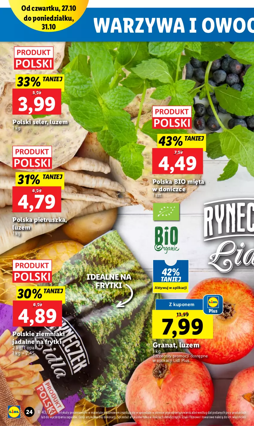 Gazetka promocyjna Lidl - GAZETKA - ważna 27.10 do 31.10.2022 - strona 34 - produkty: Frytki, Gra, Granat, Mięta, Pietruszka, Warzywa, Ziemniaki