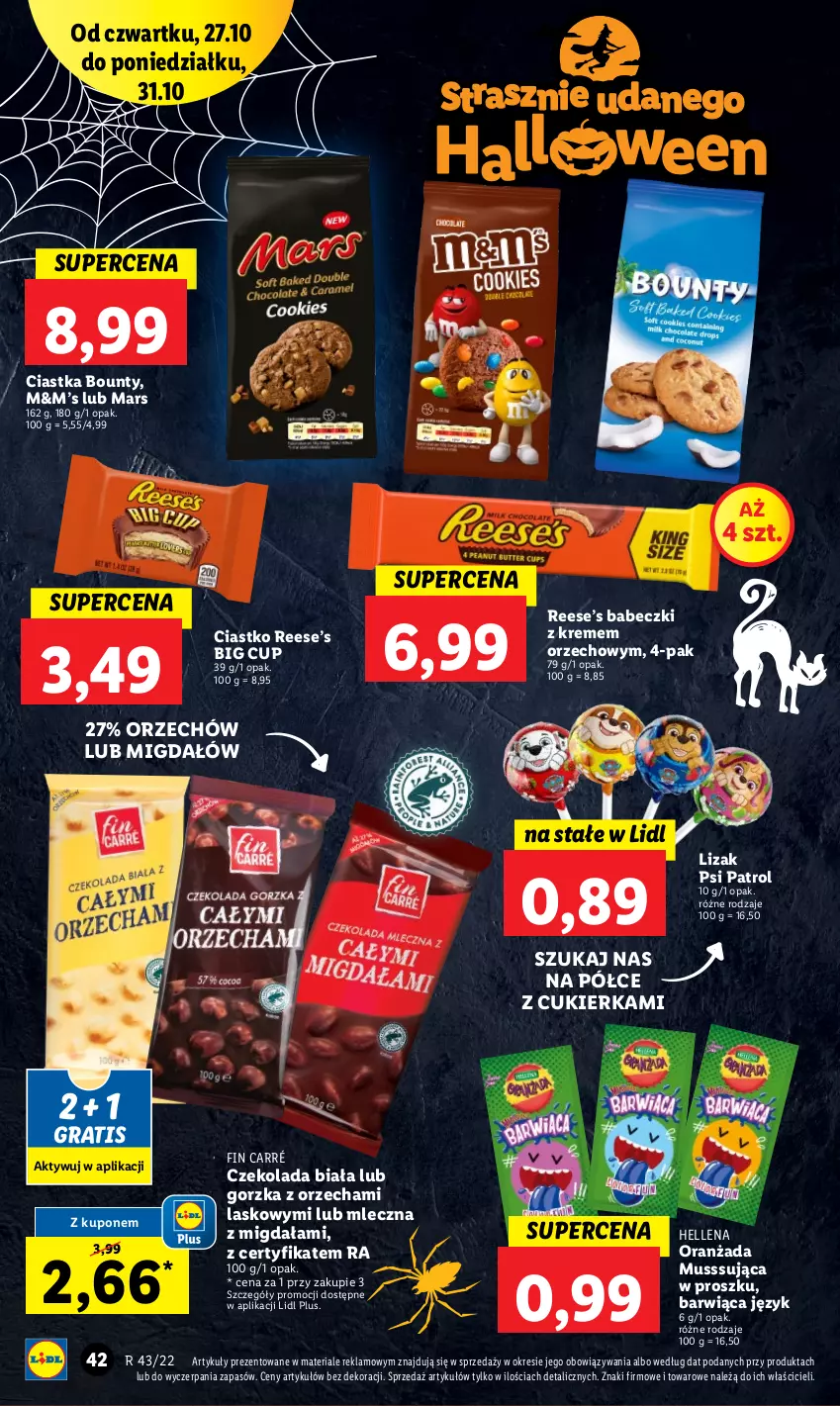 Gazetka promocyjna Lidl - GAZETKA - ważna 27.10 do 31.10.2022 - strona 52 - produkty: Babeczki, Bounty, Ciastka, Cukier, Czekolada, Gra, Hellena, Mars, Mus, Oranżada, Psi Patrol