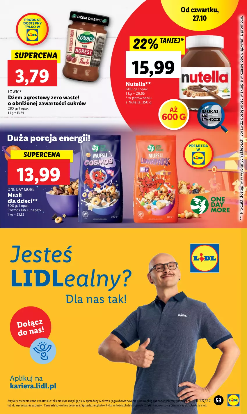 Gazetka promocyjna Lidl - GAZETKA - ważna 27.10 do 31.10.2022 - strona 63 - produkty: Dżem, Dzieci, Gres, Mus, Nutella, Por