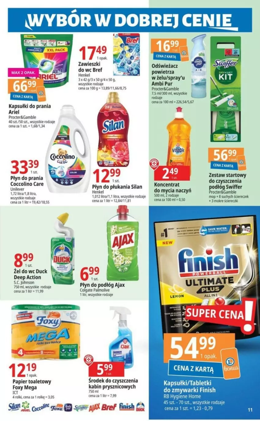 Gazetka promocyjna E Leclerc - ważna 15.01 do 20.01.2024 - strona 3 - produkty: Ajax, Ambi Pur, Ariel, Bref, Colgate, Do mycia naczyń, Duck, Finish, Kapsułki do prania, LG, Mop, Palmolive, Papier, Papier toaletowy, Płyn do płukania, Płyn do prania, Pur, Rolki, Silan, Tablet, Tera, Zawieszki