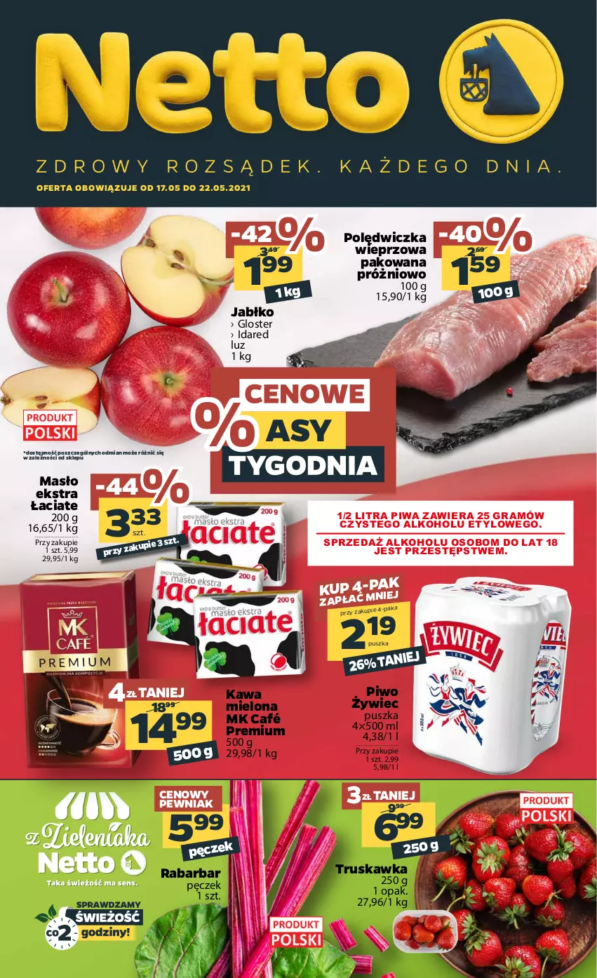 Gazetka promocyjna Netto - Gazetka spożywcza - ważna 17.05 do 22.05.2021 - strona 1 - produkty: Gra, Kawa, Kawa mielona, Masło, Piwa, Piwo, Polędwiczka wieprzowa