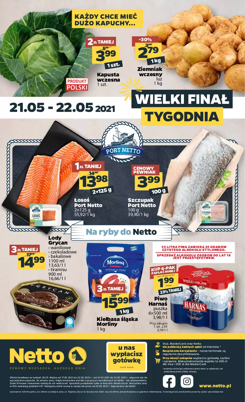 Gazetka promocyjna Netto - Gazetka spożywcza - ważna 17.05 do 22.05.2021 - strona 16 - produkty: Gra, Gry, Harnaś, Kiełbasa, Kiełbasa śląska, Lody, Morliny, Piec, Piwa, Piwo, Por, Zupa