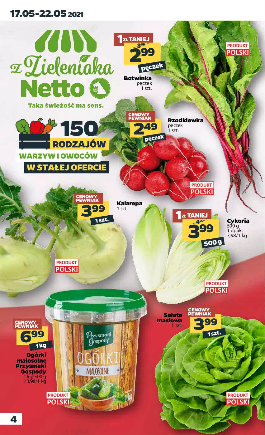 Gazetka promocyjna Netto - Gazetka spożywcza - ważna 17.05 do 22.05.2021 - strona 4 - produkty: Inka, Masło, Przysmaki, Rzodkiewka, Sałat