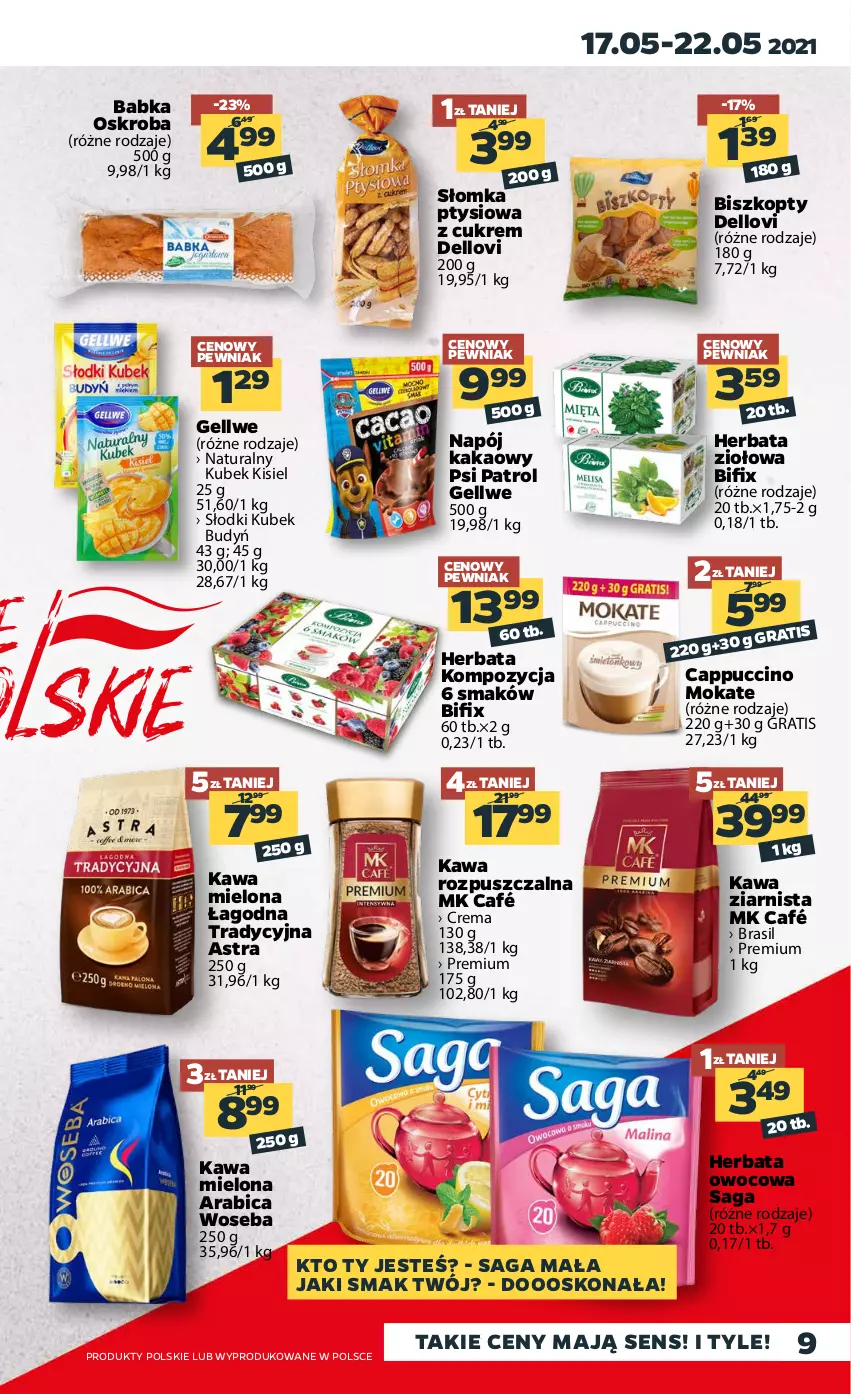 Gazetka promocyjna Netto - Gazetka spożywcza - ważna 17.05 do 22.05.2021 - strona 9 - produkty: Babka, BIC, Biszkopty, Budyń, Cappuccino, Dell, Gra, Herbata, Herbata owocowa, Kakao, Kawa, Kawa mielona, Kawa rozpuszczalna, Kawa ziarnista, Kisiel, Kubek, Lovi, Napój, Psi Patrol, Saga, Woseba