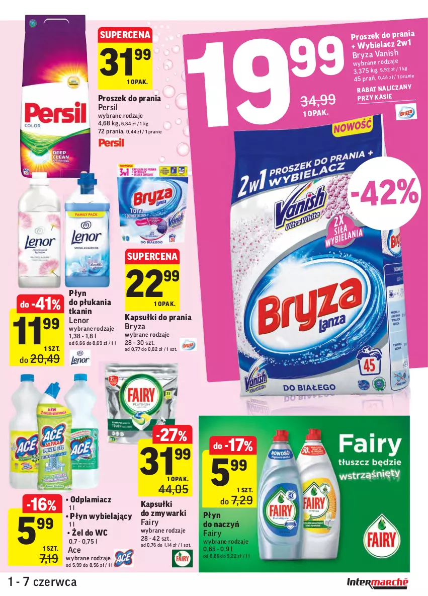 Gazetka promocyjna Intermarche - ważna 01.06 do 07.06.2021 - strona 43 - produkty: Bryza, Fa, Fairy, Kapsułki do prania, Lenor, Odplamiacz, Persil, Płyn do płukania, Proszek do prania, Vanish, Zmywarki