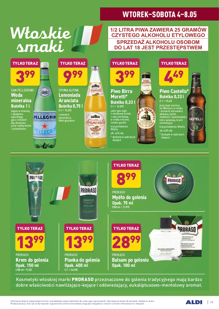 Gazetka promocyjna Aldi - ważna 04.05 do 08.05.2021 - strona 19 - produkty: Alpina, Balsam po goleniu, Gra, Krem do golenia, Lemoniada, Mydło, Pianka do golenia, Piwa, Piwo, Puma, Tera, Woda, Woda mineralna