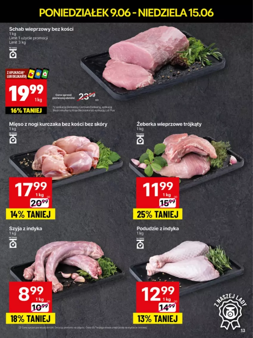 Gazetka promocyjna Delikatesy Centrum - Franczyza DC24 Poniedziałek - ważna 09.06 do 15.06.2025 - strona 13 - produkty: Dron, Kurczak, Mięso, Rum, Schab wieprzowy