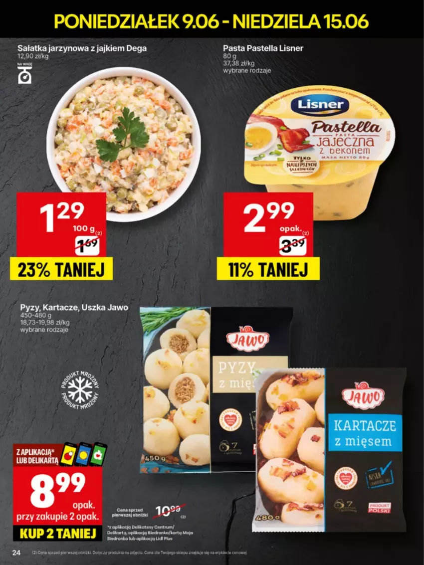 Gazetka promocyjna Delikatesy Centrum - Franczyza DC24 Poniedziałek - ważna 09.06 do 15.06.2025 - strona 24 - produkty: Dega, Dron, Lisner, Pastella, Sałat, Sałatka