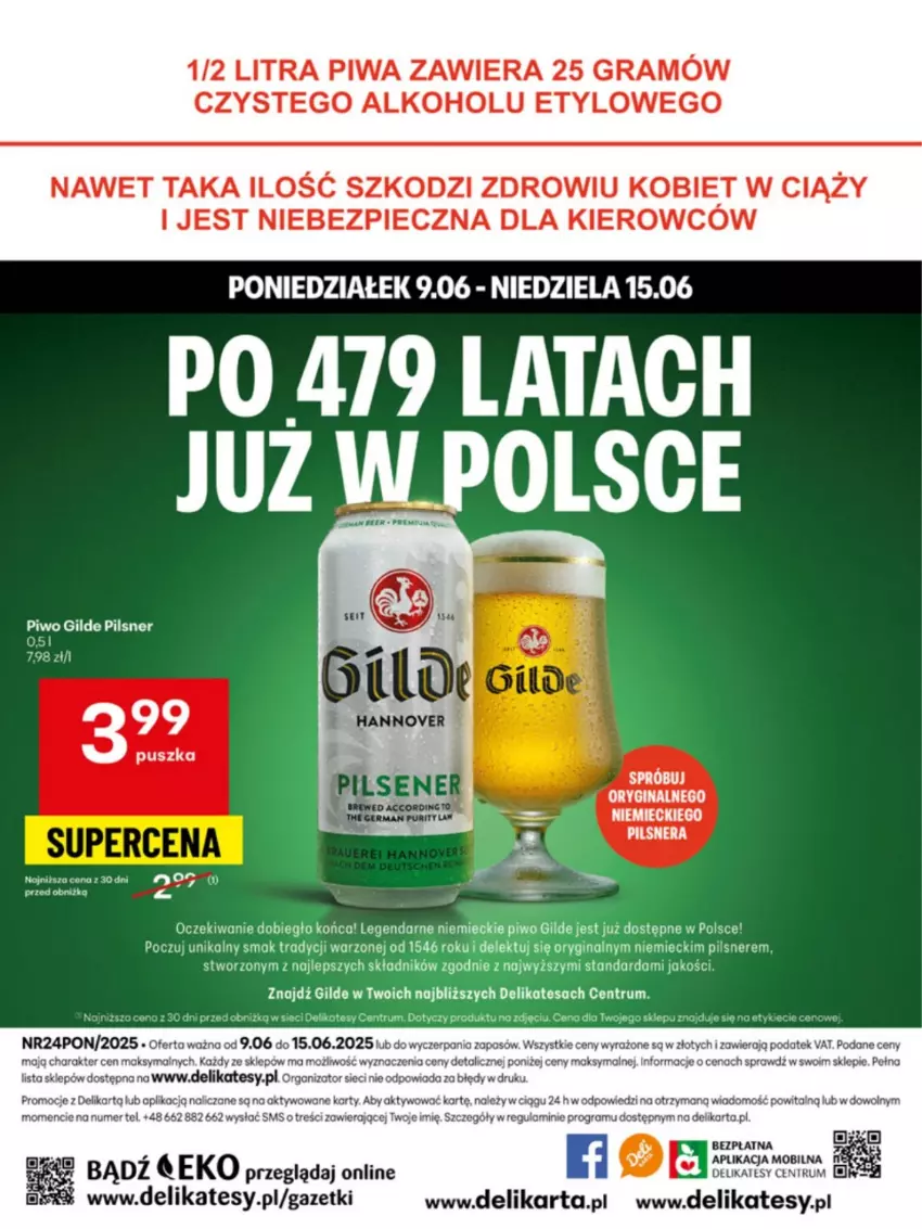 Gazetka promocyjna Delikatesy Centrum - Franczyza DC24 Poniedziałek - ważna 09.06 do 15.06.2025 - strona 40 - produkty: Gin, Gra, JBL, Piec, Piwa, Piwo, Pur, Rama, Rum