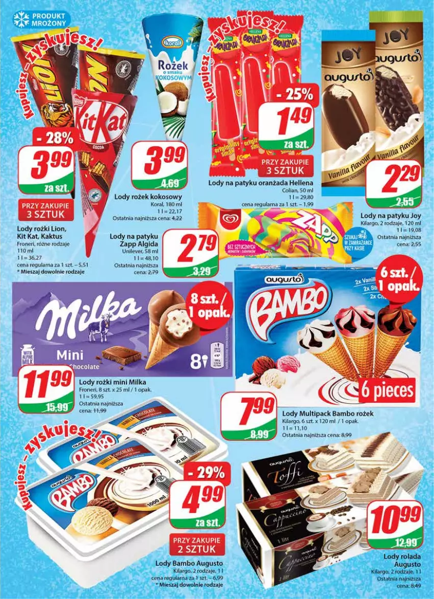 Gazetka promocyjna Dino - Gazetka 19 - ważna 10.05 do 16.05.2023 - strona 9 - produkty: Algida, Hellena, Kaktus, Kit Kat, Kokos, LG, Lion, Lody, Milka, Oranżada