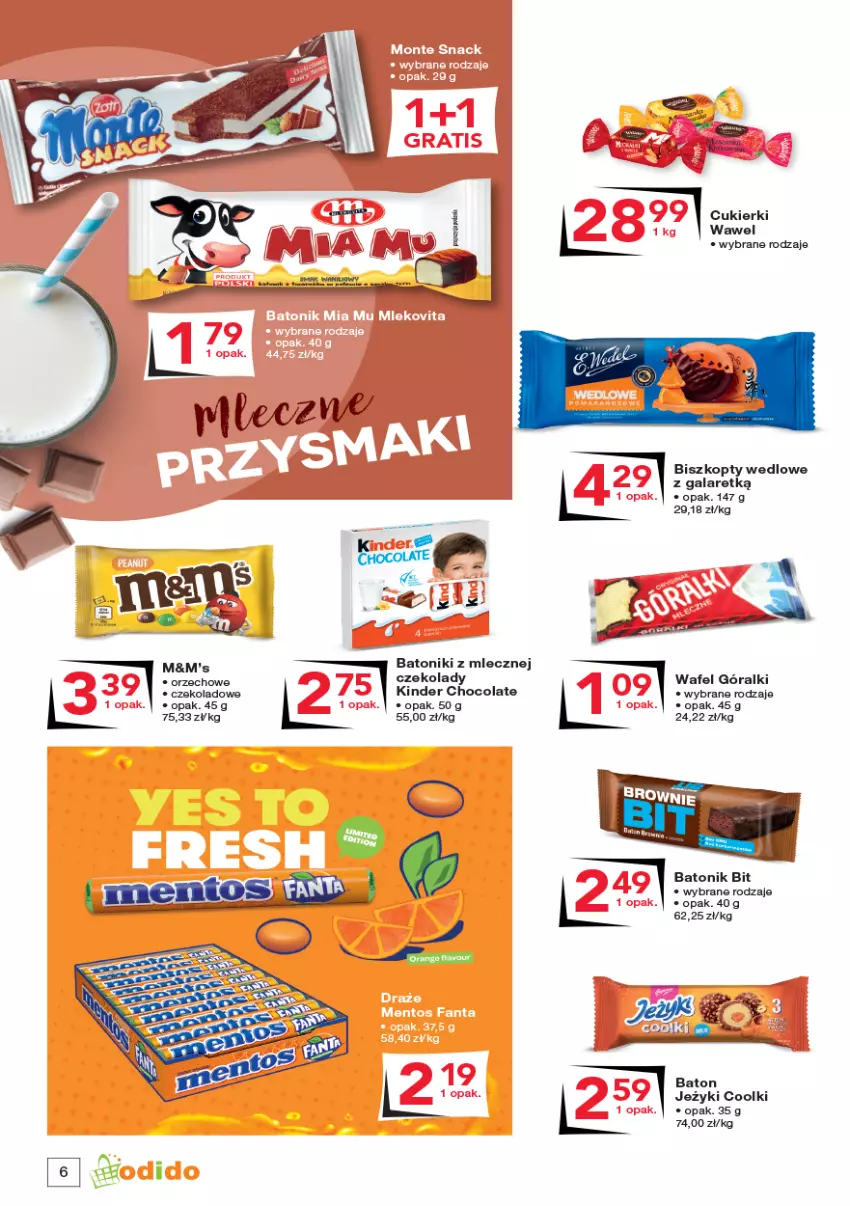 Gazetka promocyjna Odido - Gazetka - ważna 21.10 do 03.11.2022 - strona 6 - produkty: Baton, Biszkopty, Cukier, Cukierki, Gala, Goal, Góralki, Jeżyki, Kinder, Tonik, Wawel