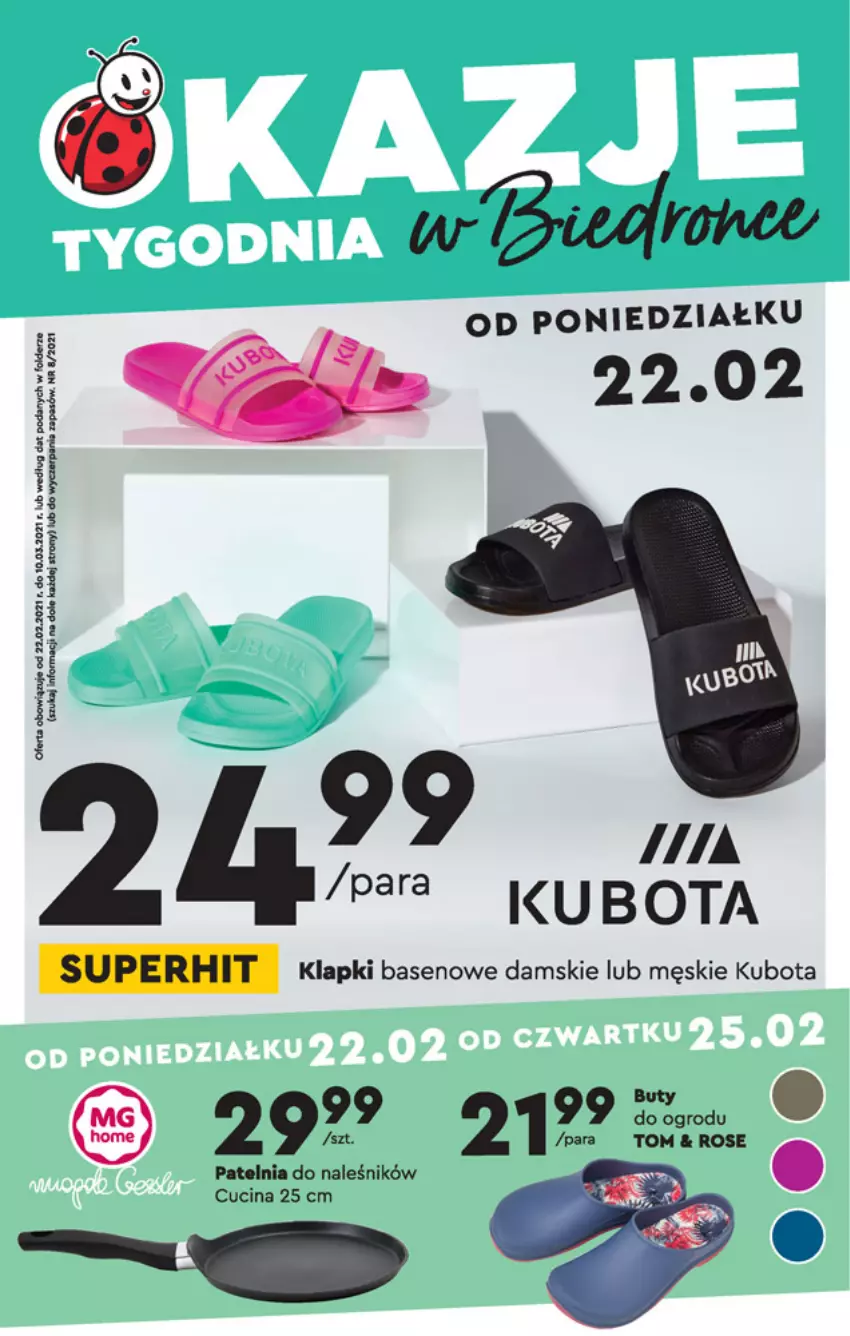 Gazetka promocyjna Biedronka - Okazje tygodnia - ważna 22.02 do 27.02.2021 - strona 1 - produkty: Dron, Klapki, Patelnia