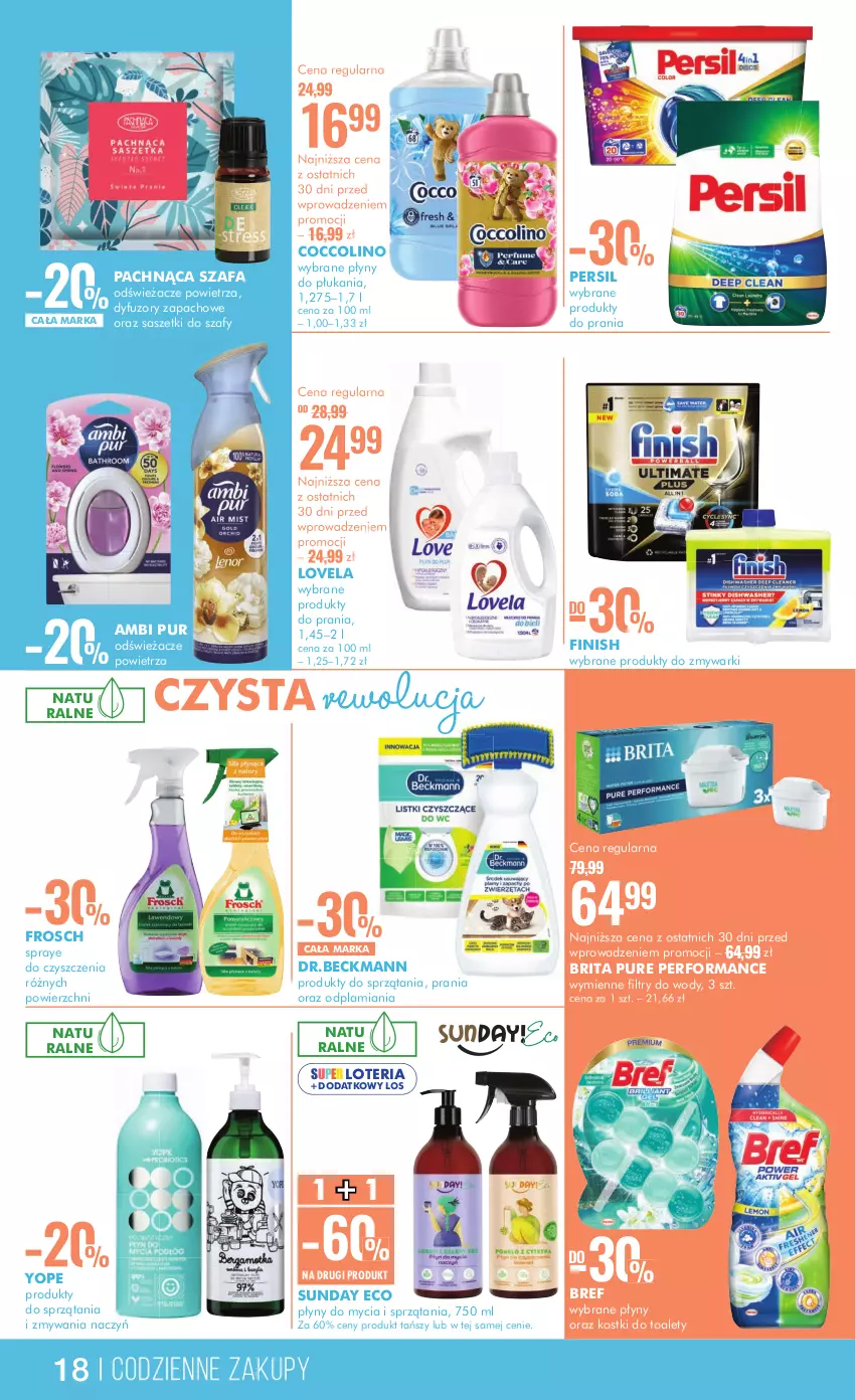 Gazetka promocyjna Super Pharm - Gazetka - ważna 12.09 do 25.09.2024 - strona 18 - produkty: Ambi Pur, Bref, Brit, Brita, Coccolino, Fa, Finish, Frosch, Lovela, Persil, Pur, Szafa, Yope, Zmywarki