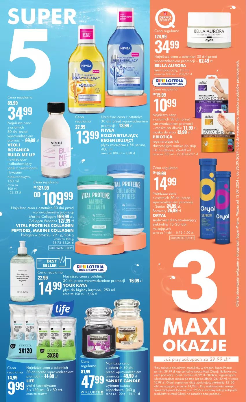 Gazetka promocyjna Super Pharm - Gazetka - ważna 12.09 do 25.09.2024 - strona 2 - produkty: Bell, Bella, Kolagen, Krem pod oczy, Maska, Maska do stóp, Mus, Nivea, Olej, Płatki kosmetyczne, Płyn do higieny intymnej, Rum, Ser, Serum, Suplement diety, Tonik, Veoli Botanica