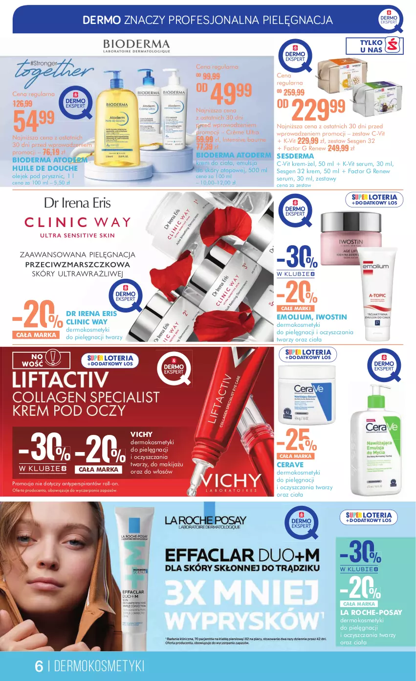 Gazetka promocyjna Super Pharm - Gazetka - ważna 12.09 do 25.09.2024 - strona 6 - produkty: Antyperspirant, Atoderm, Bioderma, CeraVe, Clin, Clinic Way, Emolium, Emulsja, Fa, Iwostin, Kosmetyki do pielęgnacji, Krem do ciała, La Roche-Posay, Makijaż, Olej, Olejek pod prysznic, Rum, Ser, Serum, Sesderma, Top, Vichy