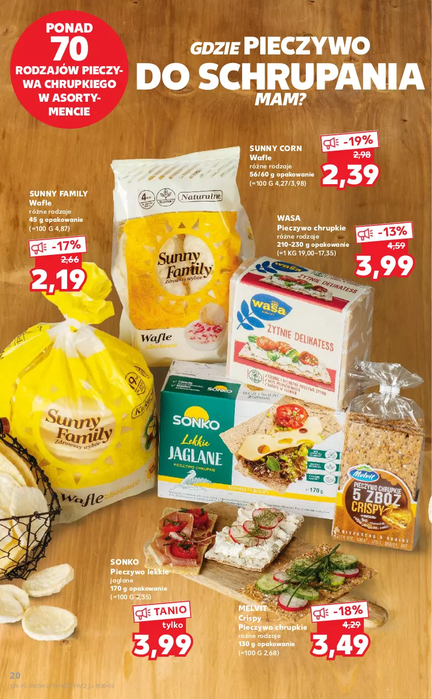 Gazetka promocyjna Kaufland - OFERTA TYGODNIA - ważna 25.08 do 31.08.2022 - strona 20 - produkty: Chrupki, Fa, Melvit, Piec, Pieczywo, Pieczywo chrupkie, Sonko, Wafle, Wasa