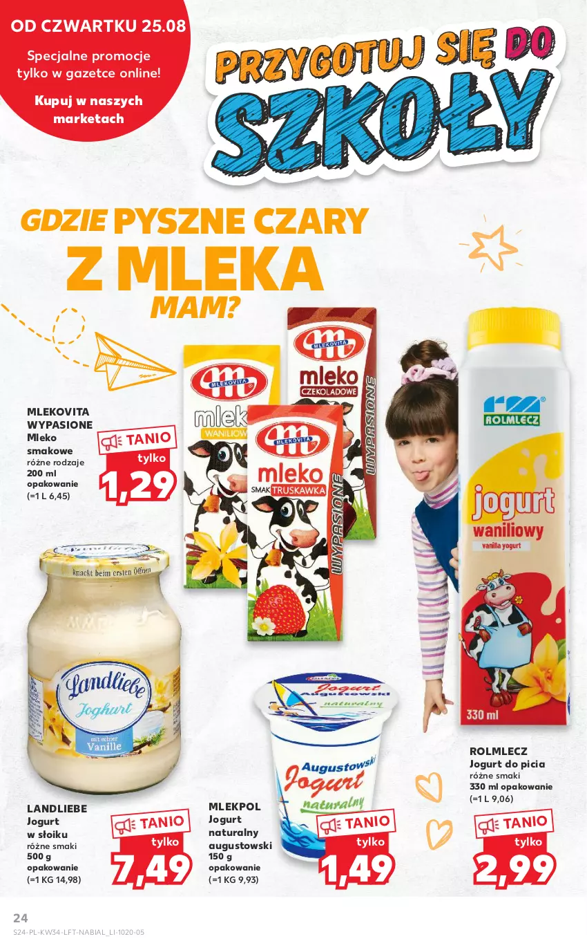 Gazetka promocyjna Kaufland - OFERTA TYGODNIA - ważna 25.08 do 31.08.2022 - strona 24 - produkty: Jogurt, Jogurt naturalny, Mleko, Mleko smakowe, Mlekovita, Rolmlecz