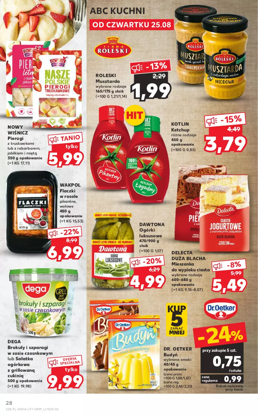 Gazetka promocyjna Kaufland - OFERTA TYGODNIA - ważna 25.08 do 31.08.2022 - strona 28 - produkty: Brokuły, Budyń, Dawtona, Dega, Delecta, Dr. Oetker, Grill, Ketchup, Kotlin, Mus, Musztarda, Pierogi, Sałat, Sałatka, Sałatka ogórkowa, Sos