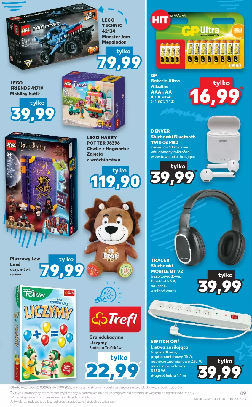 Gazetka promocyjna Kaufland - OFERTA TYGODNIA - ważna 25.08 do 31.08.2022 - strona 49 - produkty: Acer, Gra, Harry Potter, LEGO, LEGO Friends, LEGO Harry Potter, LEGO Technic, Listwa, Mikrofon, Mobil, Słuchawki, Słuchawki bluetooth